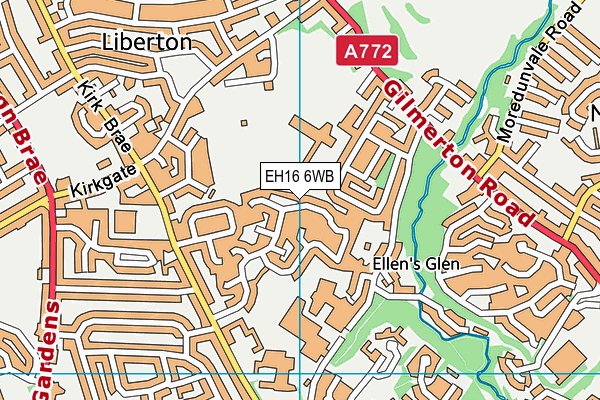 EH16 6WB map - OS VectorMap District (Ordnance Survey)