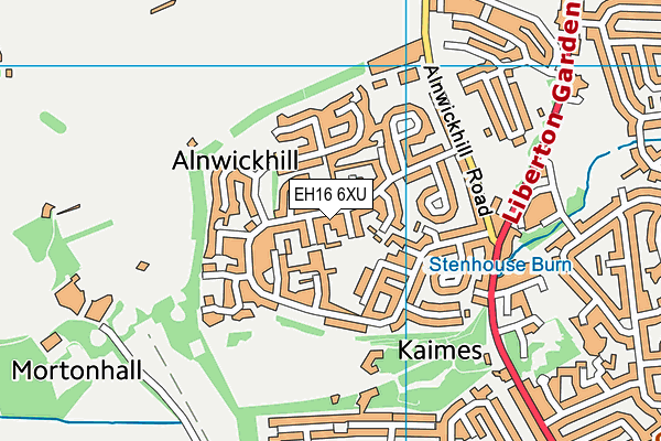 EH16 6XU map - OS VectorMap District (Ordnance Survey)