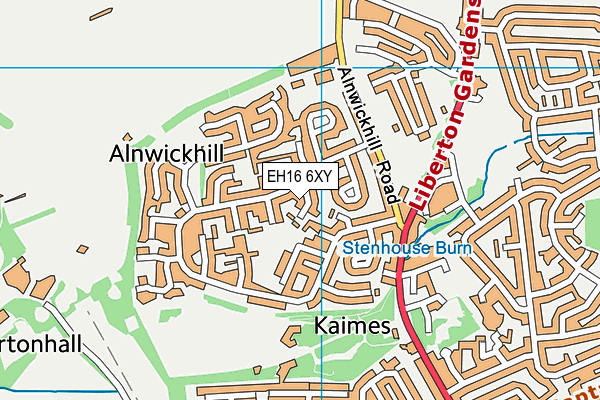 EH16 6XY map - OS VectorMap District (Ordnance Survey)