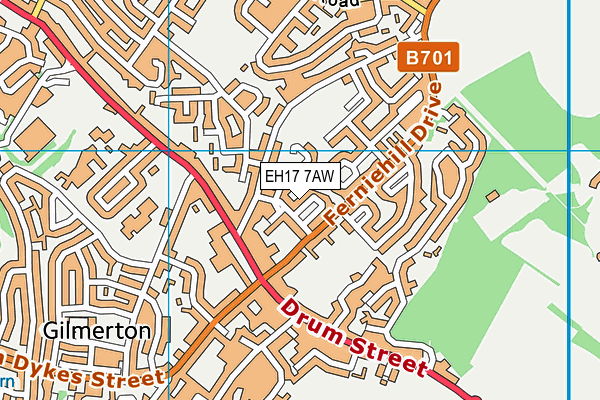 EH17 7AW map - OS VectorMap District (Ordnance Survey)