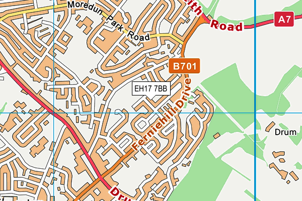 EH17 7BB map - OS VectorMap District (Ordnance Survey)