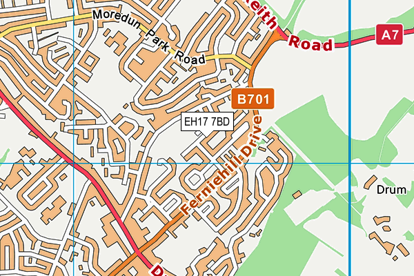 EH17 7BD map - OS VectorMap District (Ordnance Survey)