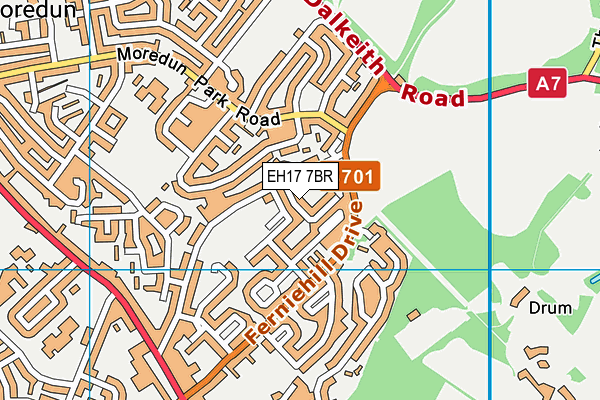 EH17 7BR map - OS VectorMap District (Ordnance Survey)