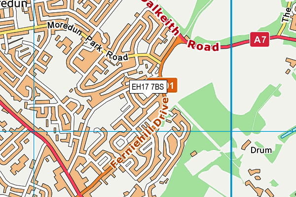 EH17 7BS map - OS VectorMap District (Ordnance Survey)