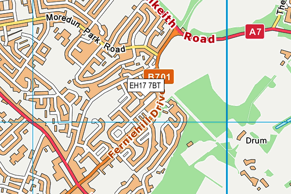 EH17 7BT map - OS VectorMap District (Ordnance Survey)