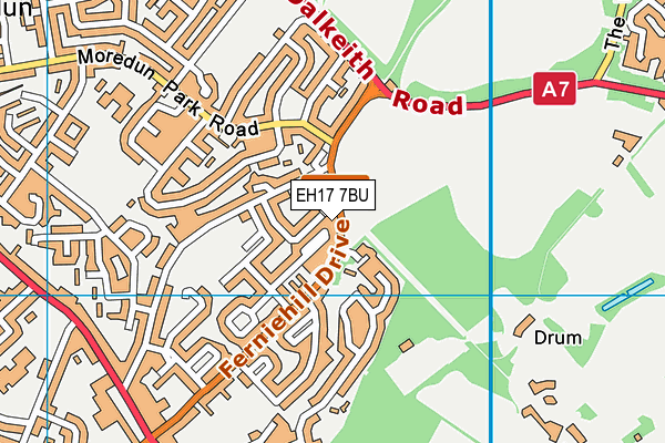 EH17 7BU map - OS VectorMap District (Ordnance Survey)