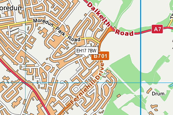 EH17 7BW map - OS VectorMap District (Ordnance Survey)