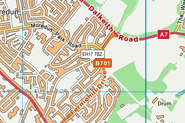 EH17 7BZ map - OS VectorMap District (Ordnance Survey)