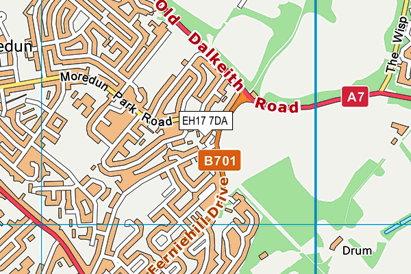 EH17 7DA map - OS VectorMap District (Ordnance Survey)