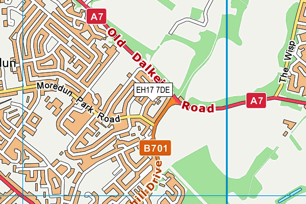 EH17 7DE map - OS VectorMap District (Ordnance Survey)