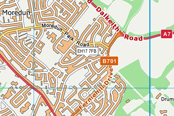 EH17 7FB map - OS VectorMap District (Ordnance Survey)