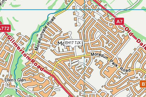EH17 7JX map - OS VectorMap District (Ordnance Survey)