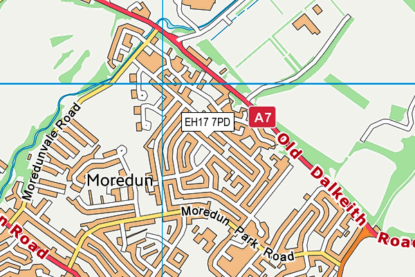 EH17 7PD map - OS VectorMap District (Ordnance Survey)