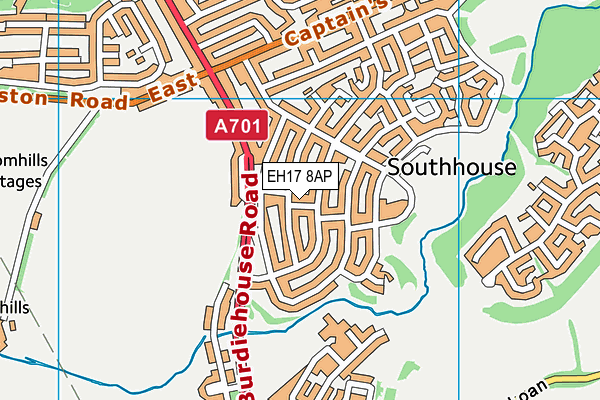 EH17 8AP map - OS VectorMap District (Ordnance Survey)