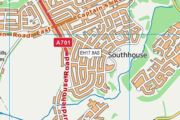 EH17 8AS map - OS VectorMap District (Ordnance Survey)