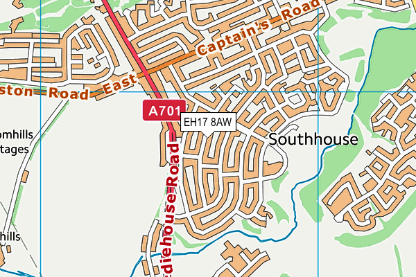 EH17 8AW map - OS VectorMap District (Ordnance Survey)