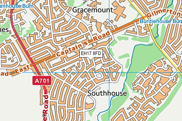 EH17 8FD map - OS VectorMap District (Ordnance Survey)