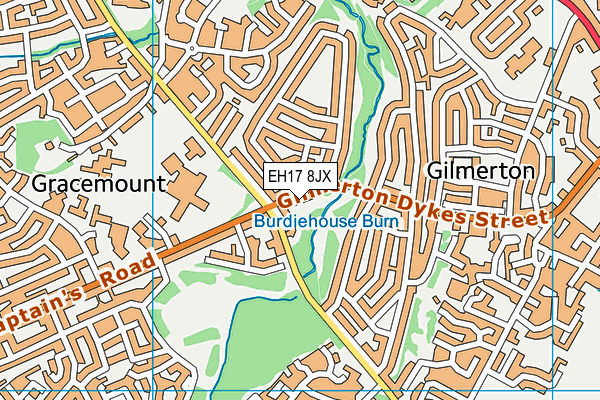 EH17 8JX map - OS VectorMap District (Ordnance Survey)