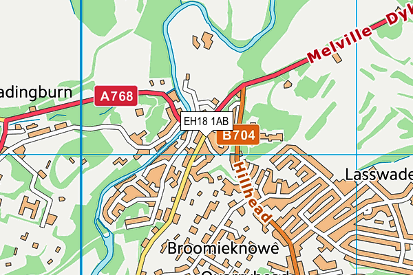 EH18 1AB map - OS VectorMap District (Ordnance Survey)