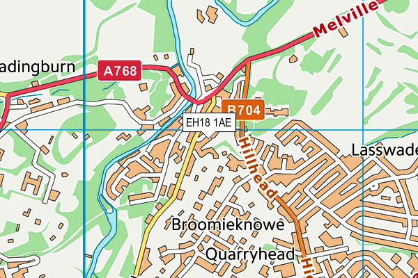 EH18 1AE map - OS VectorMap District (Ordnance Survey)