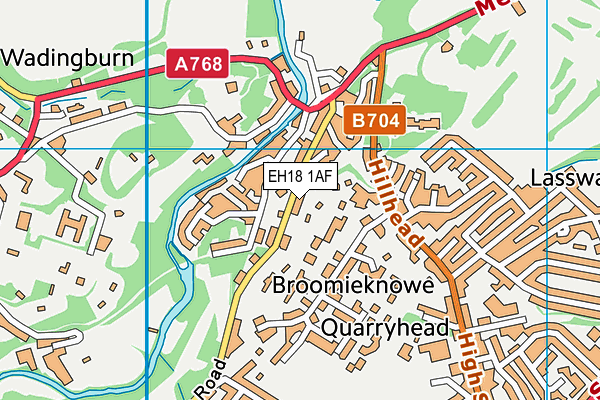 EH18 1AF map - OS VectorMap District (Ordnance Survey)