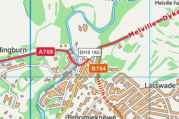 EH18 1AG map - OS VectorMap District (Ordnance Survey)