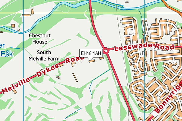 EH18 1AH map - OS VectorMap District (Ordnance Survey)