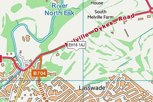 EH18 1AJ map - OS VectorMap District (Ordnance Survey)