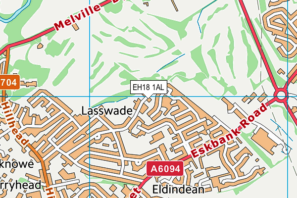 EH18 1AL map - OS VectorMap District (Ordnance Survey)