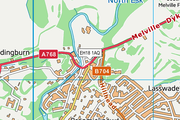 EH18 1AQ map - OS VectorMap District (Ordnance Survey)