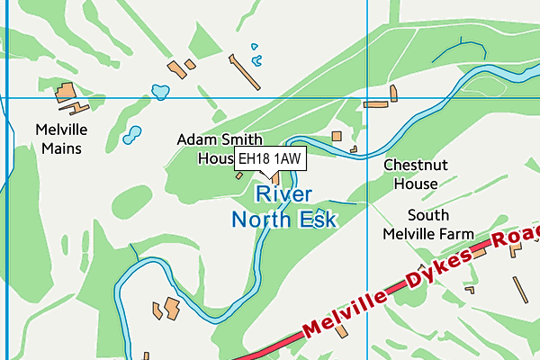 EH18 1AW map - OS VectorMap District (Ordnance Survey)