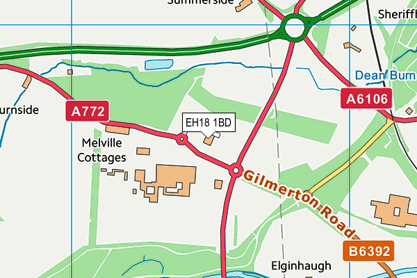 EH18 1BD map - OS VectorMap District (Ordnance Survey)