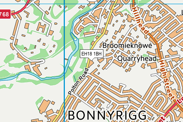 EH18 1BH map - OS VectorMap District (Ordnance Survey)
