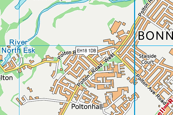 EH18 1DB map - OS VectorMap District (Ordnance Survey)