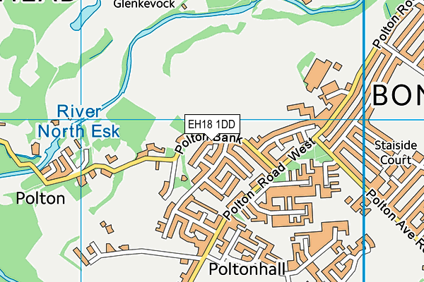 EH18 1DD map - OS VectorMap District (Ordnance Survey)