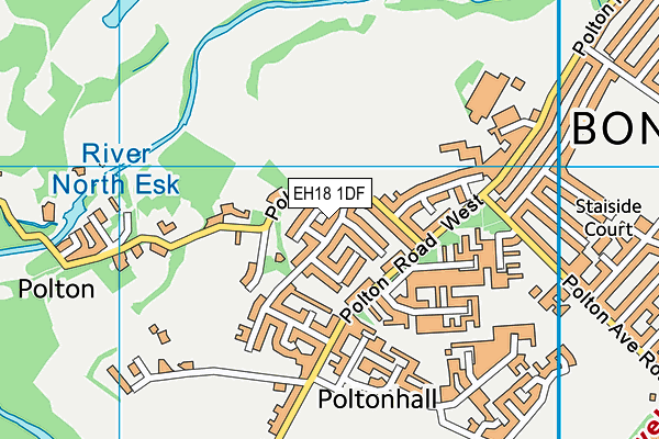 EH18 1DF map - OS VectorMap District (Ordnance Survey)