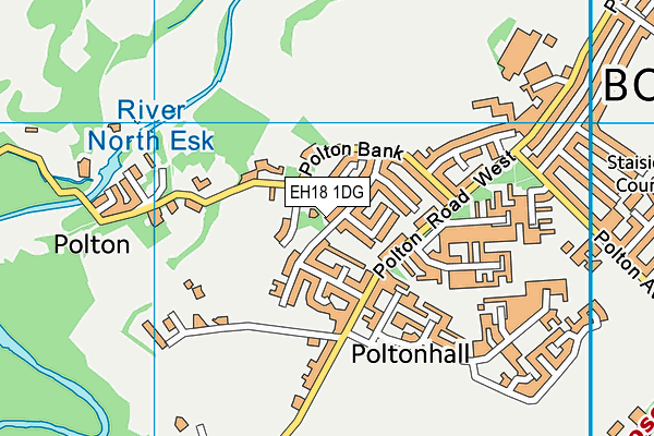 EH18 1DG map - OS VectorMap District (Ordnance Survey)