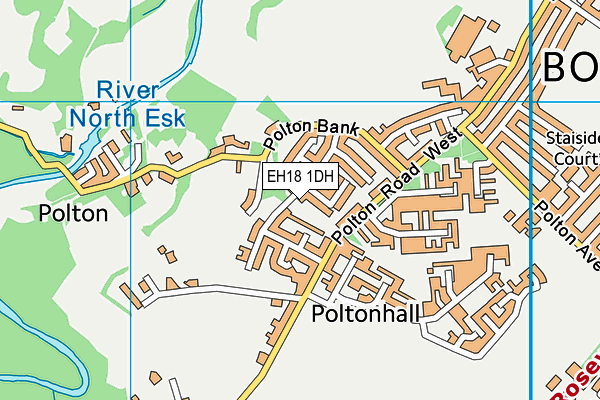 EH18 1DH map - OS VectorMap District (Ordnance Survey)