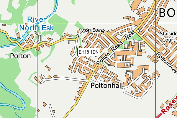 EH18 1DN map - OS VectorMap District (Ordnance Survey)