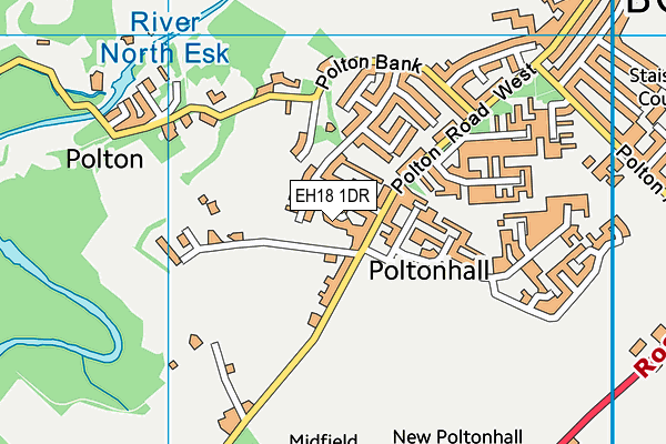 EH18 1DR map - OS VectorMap District (Ordnance Survey)