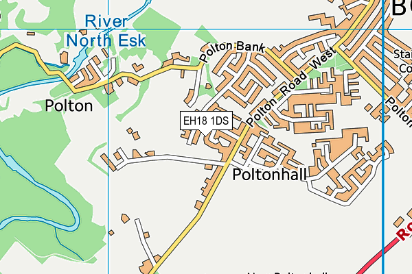 EH18 1DS map - OS VectorMap District (Ordnance Survey)