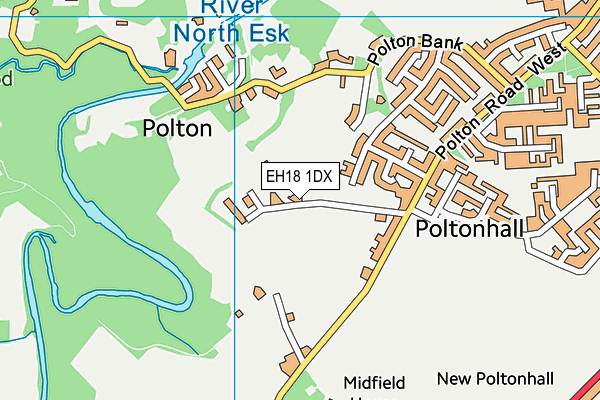 EH18 1DX map - OS VectorMap District (Ordnance Survey)