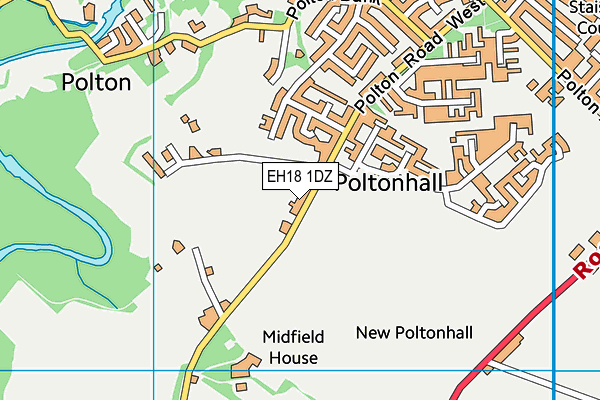 EH18 1DZ map - OS VectorMap District (Ordnance Survey)