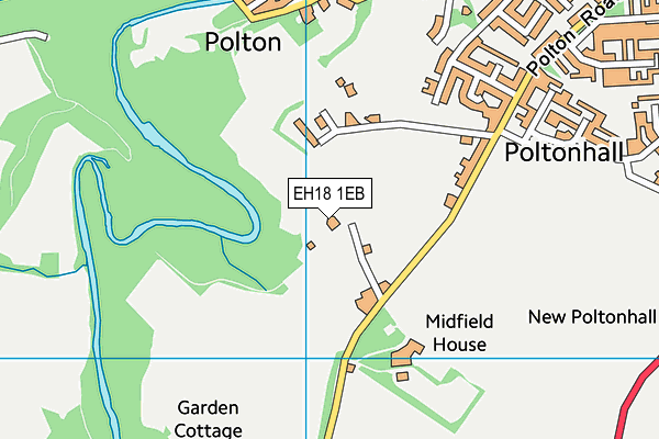 EH18 1EB map - OS VectorMap District (Ordnance Survey)