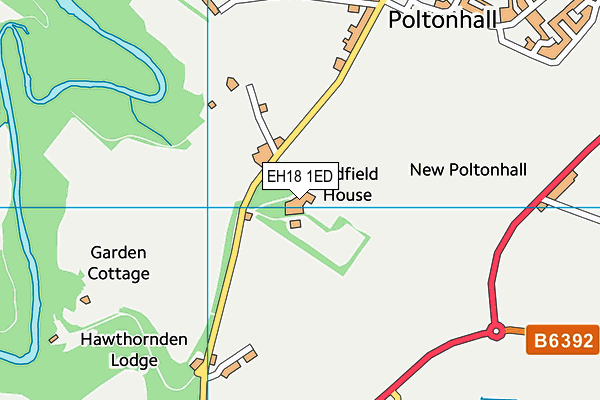 EH18 1ED map - OS VectorMap District (Ordnance Survey)