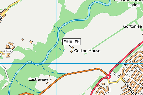 EH18 1EH map - OS VectorMap District (Ordnance Survey)