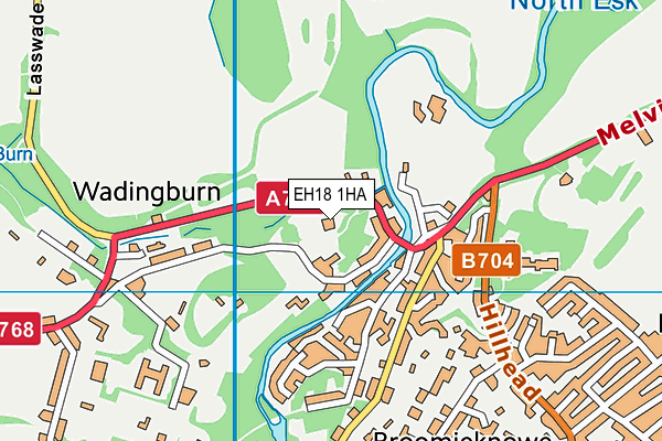 EH18 1HA map - OS VectorMap District (Ordnance Survey)