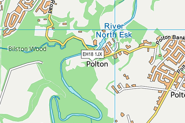 EH18 1JX map - OS VectorMap District (Ordnance Survey)