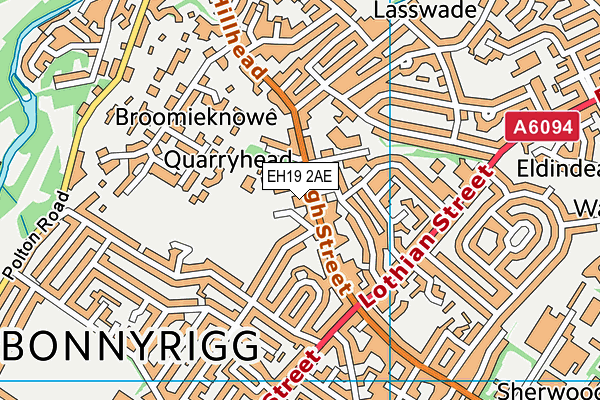 EH19 2AE map - OS VectorMap District (Ordnance Survey)