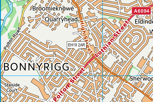 EH19 2AR map - OS VectorMap District (Ordnance Survey)